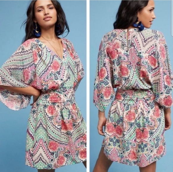 Maeve Dresses & Skirts - Anthropologie Maeve Siya Kimono Dress Viscose Print Size 10